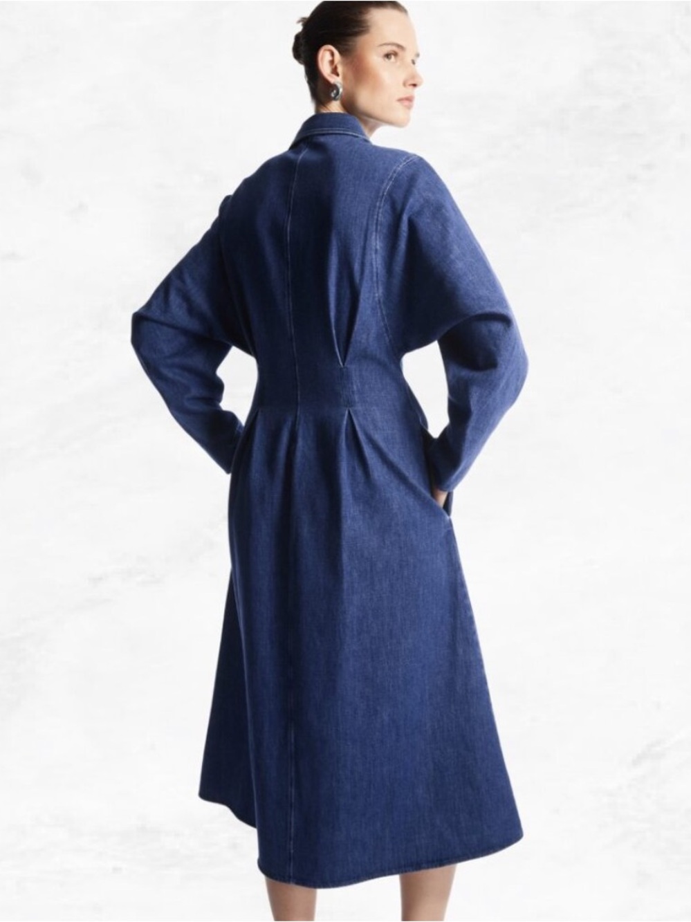 COS Half-Zip Denim Long Sleeve Mini Dress Size 8 - Picture 2 of 16
